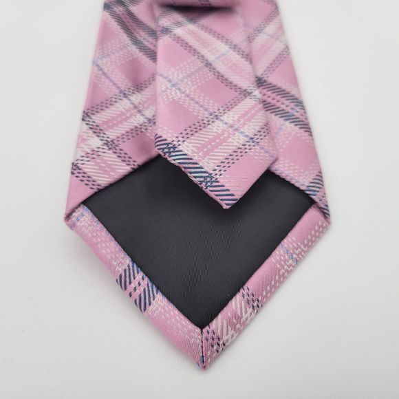 NWT Stafford Men's Pink Plaid Silk Tie OS - Picture 4 of 6